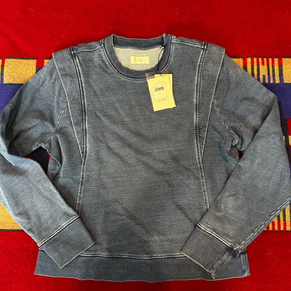 7 For All Mankind Women's Blue Crewneck Top